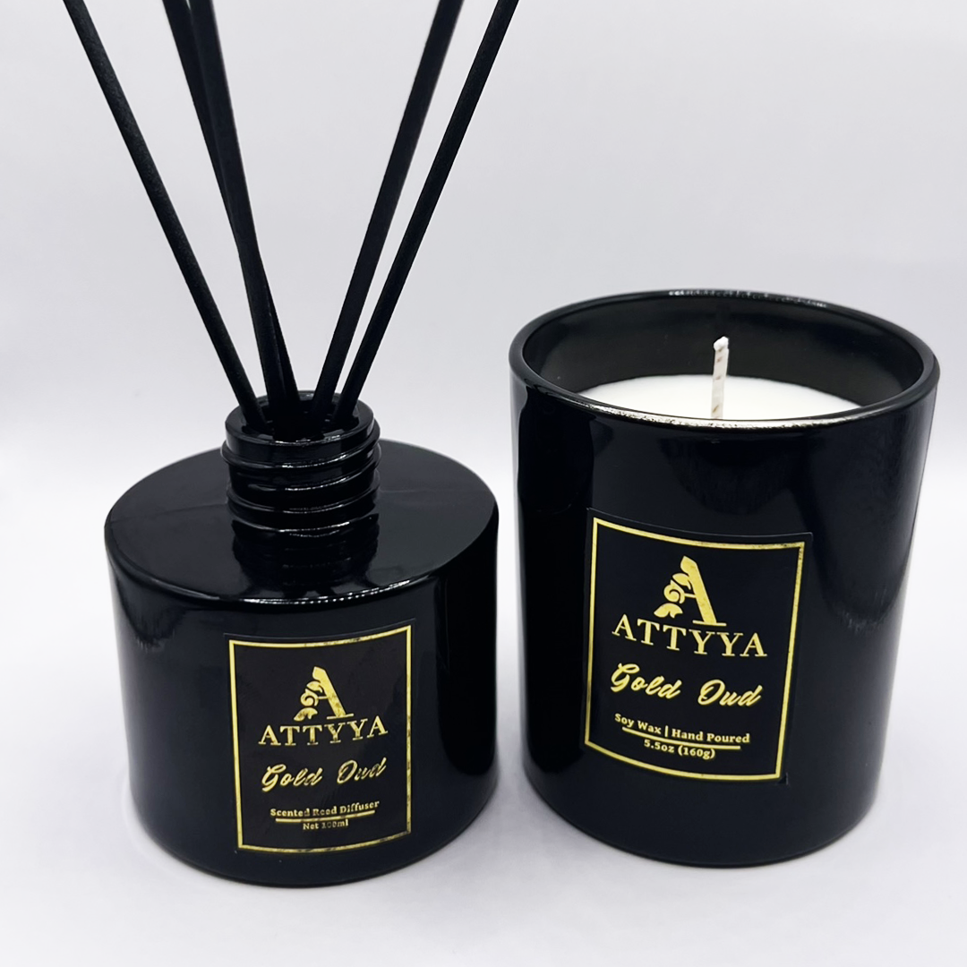 GOLD OUD SOY WAX CANDLE + REED DIFFUER GIFT BOX