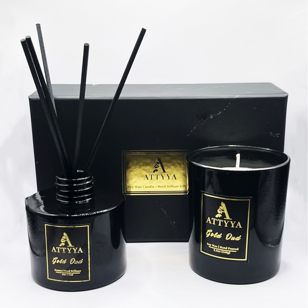 GOLD OUD SOY WAX CANDLE + REED DIFFUER GIFT BOX